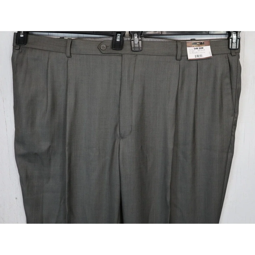 Mens Caravelli Super 150s Dress‎ Pants Pleated Dark Taupe Gray Size 50 x UFN New